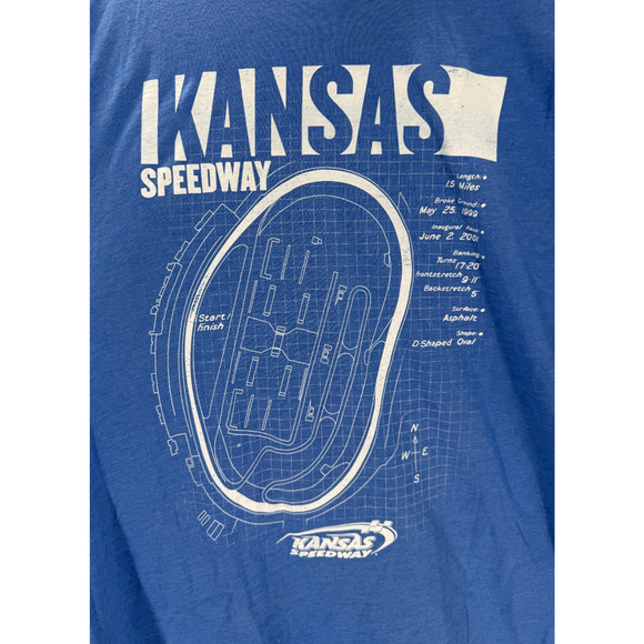 Nascar Kansas Speedway T Shirt Track Blueprint Size XL New - Picture 3 of 8